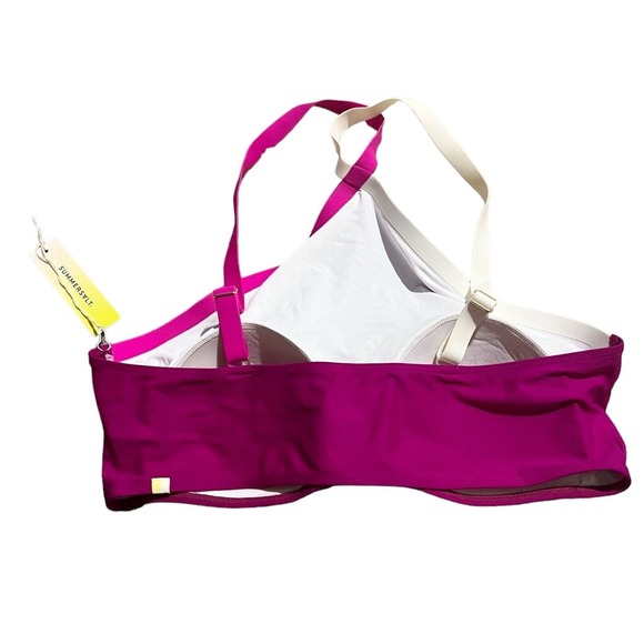 NWT Summersalt Swim Fuschia Purple Strappy Lined Halter Bikini Swim Top Sz 14 - Picture 2 of 5